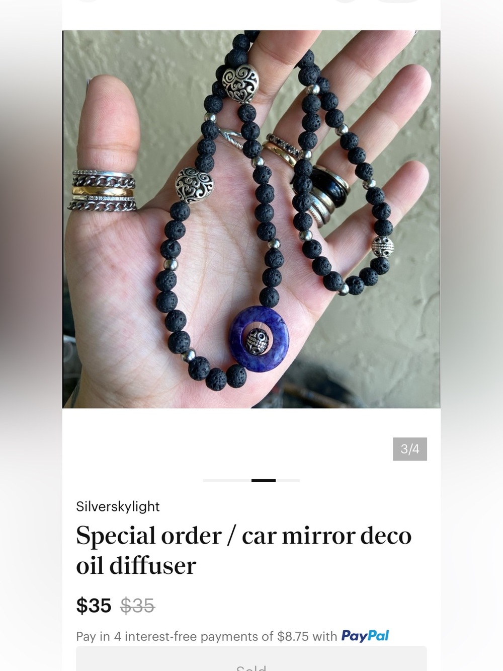 Special order . Car lava rock bead diffuser . NO purple circle